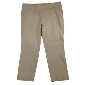 Soft Surroundings Women Plus 2X Beige Pull On Stretch Straight Leg Cropped Pants